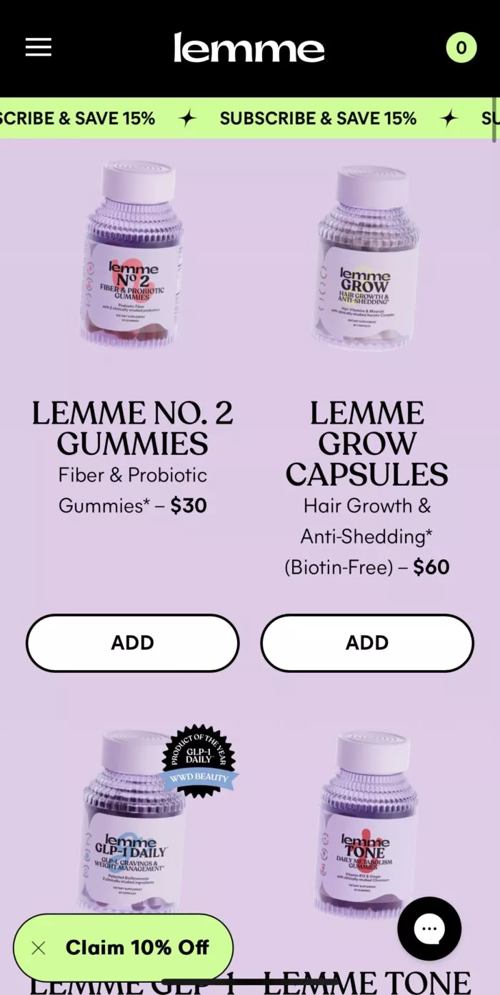 example of optimized product display - mobile