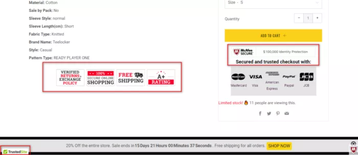 trust badges on checkout page