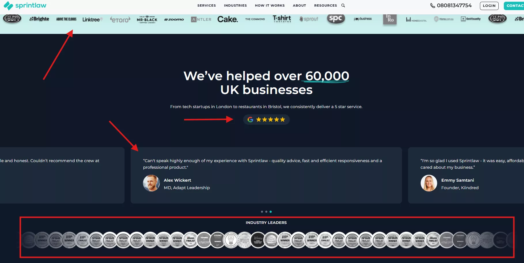 examples of social proof on your landing page