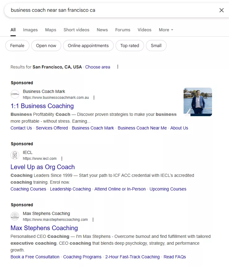 example of sponsored posts from google