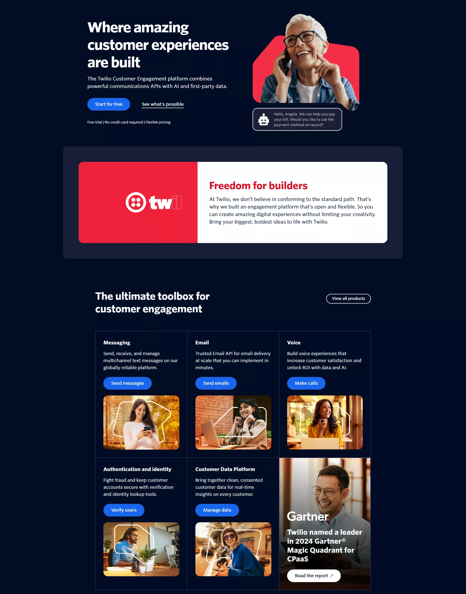 example of homepage -top of the page