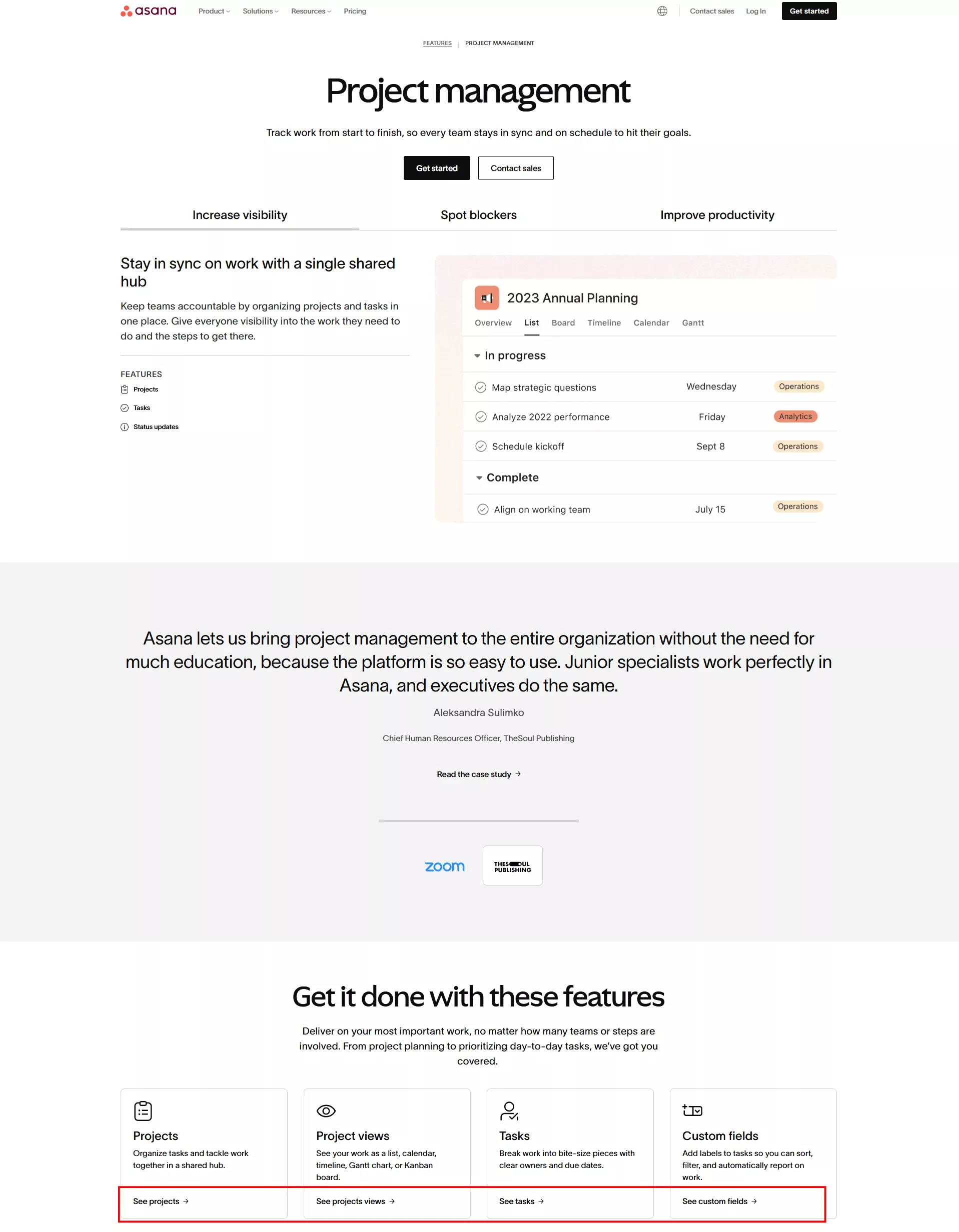example of asana ctas