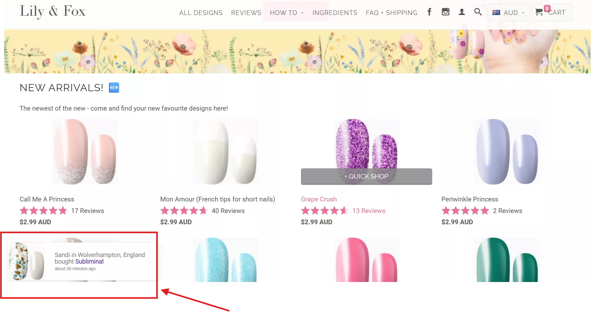 example of social proof notification