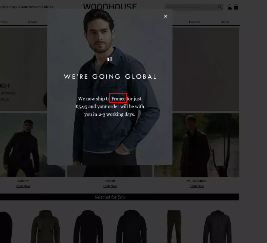 example of pop up personalized