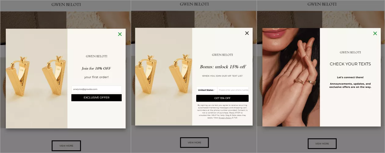 example of multi step pop up