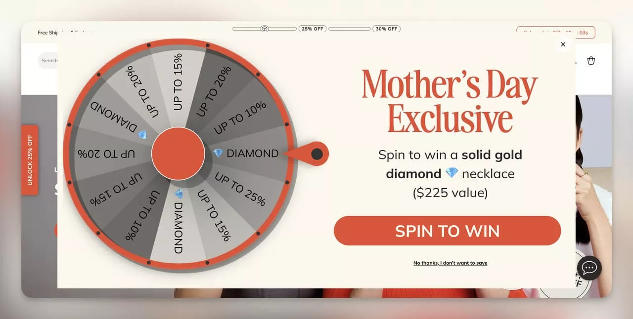 example of spin pop up