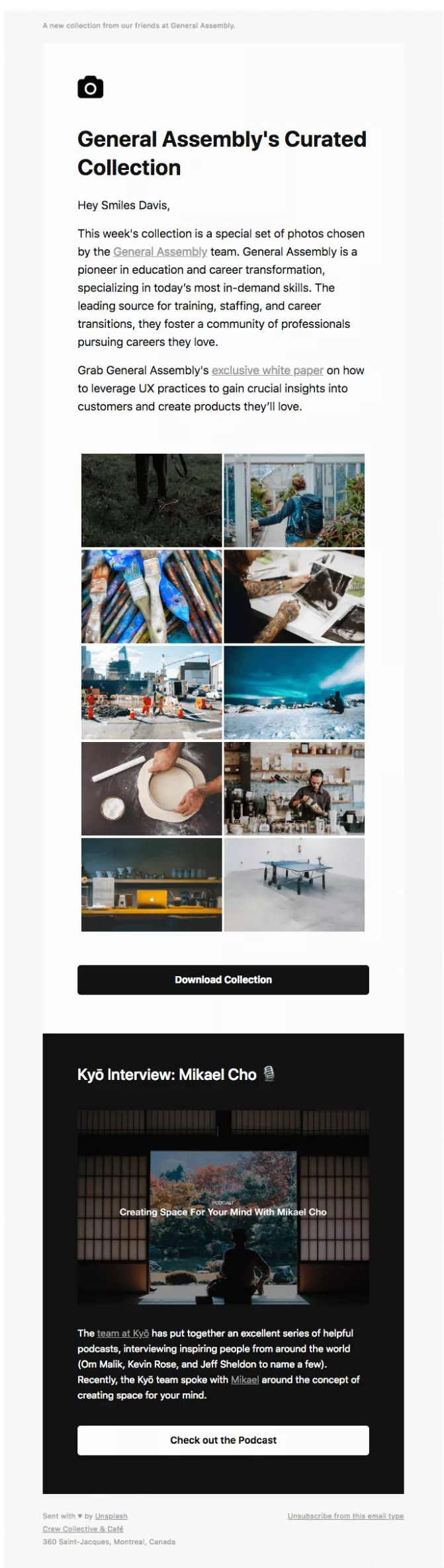 exampleof ugc in email