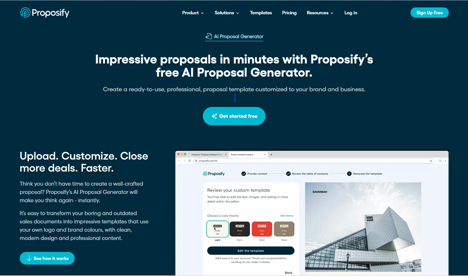 Website for Proposify - Generating Client Proposals Quickly with AI Marketing Tools