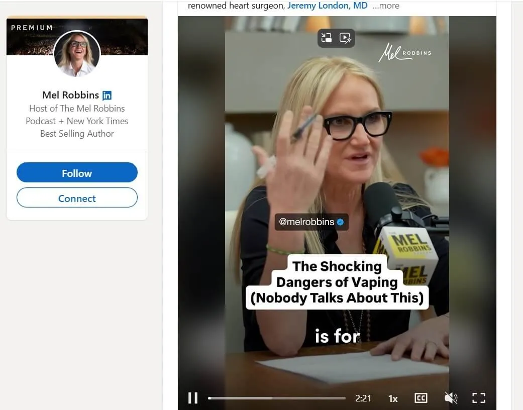 Mel Robbins LinkedIn - Create 3-4 Main Content Topics