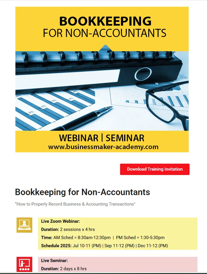 Bookkeeping for Non-Accountants Webinar