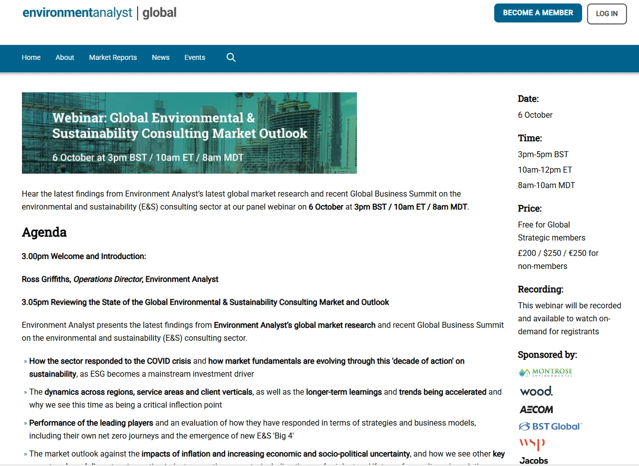 Webinar: Global Environmental & Sustainability Consulting Market Outlook