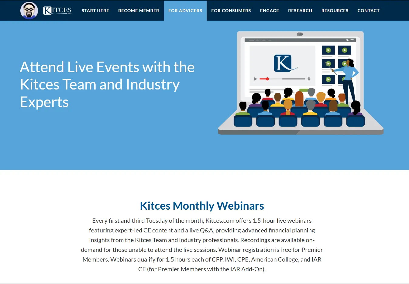 Kitces Monthly Webinars with Live Q&A