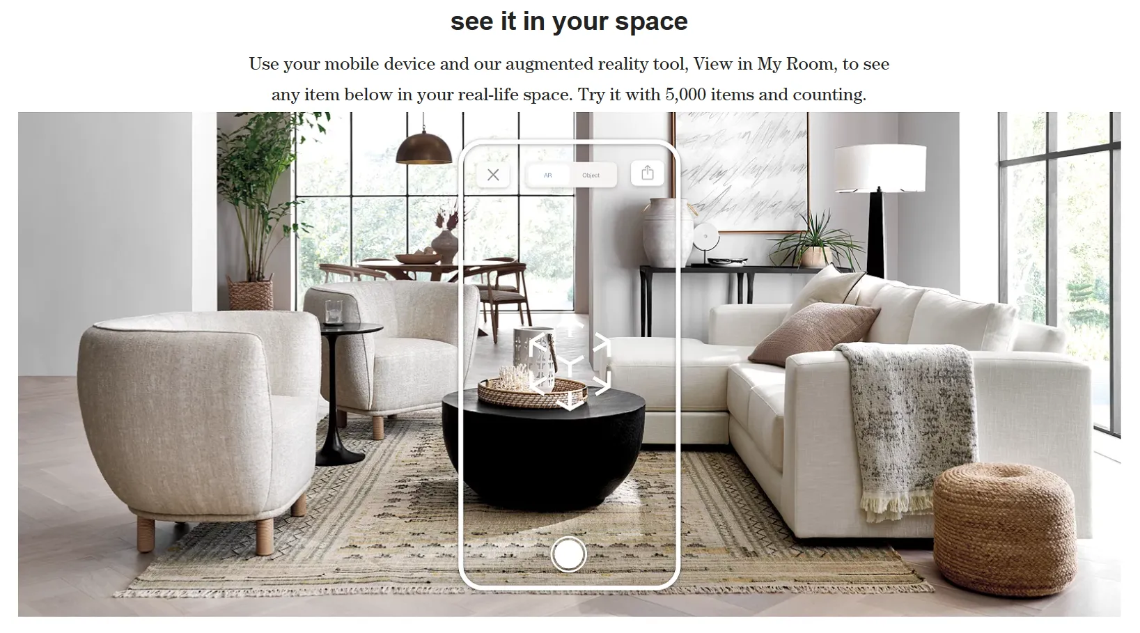 Crate and Barrel 3D Product View