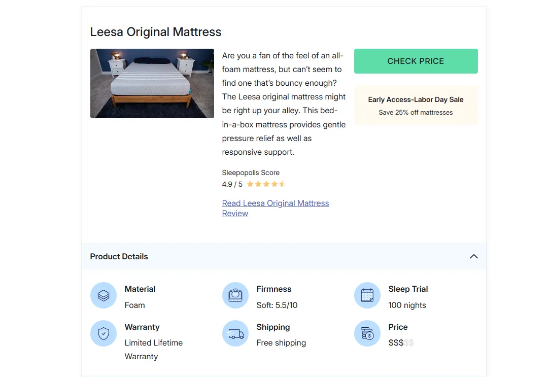 Lessa Mattress Review by SLEEPOPOLiS - Influencer Marketing for Ecommerce - Growbo