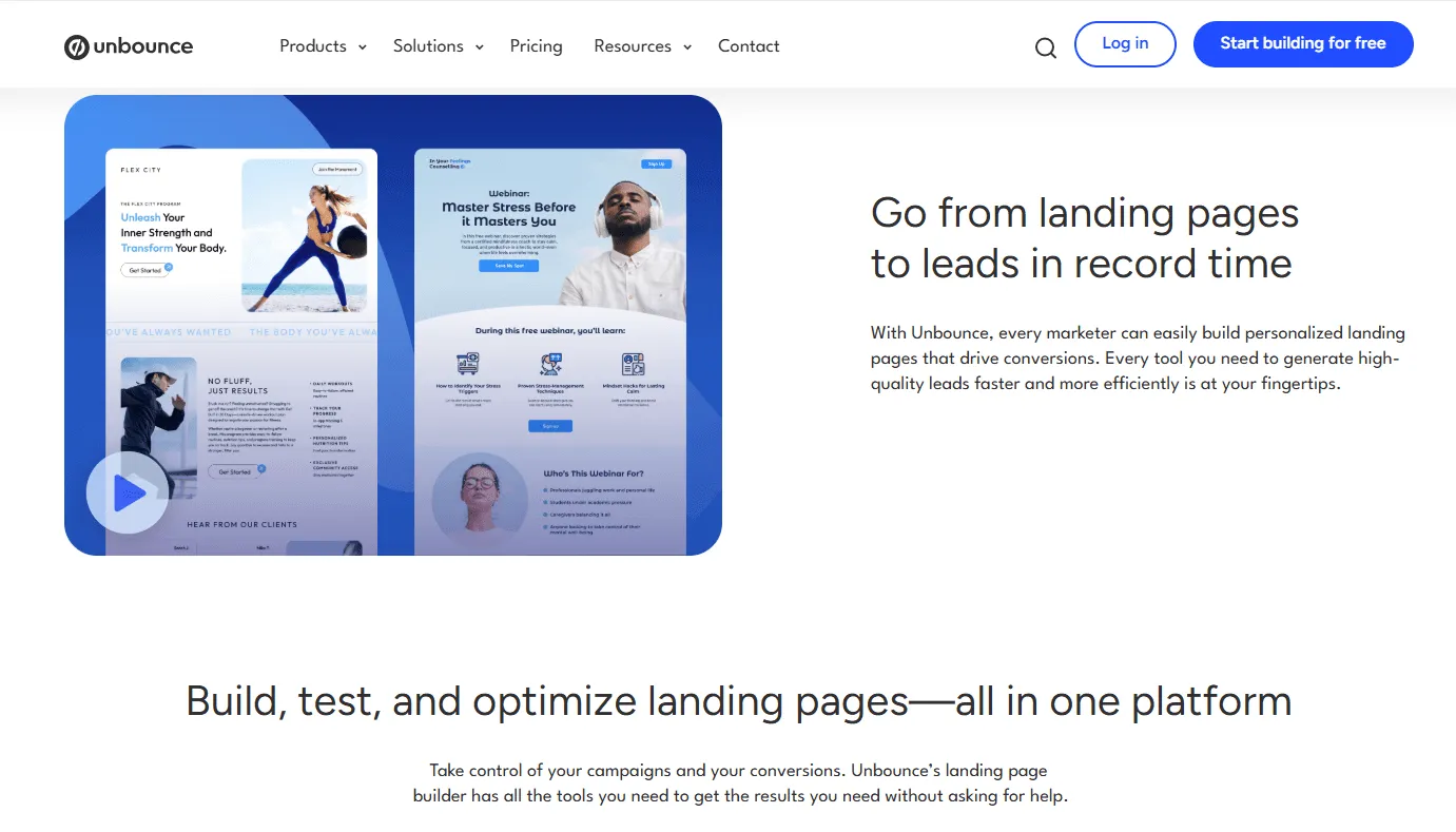 Unbounce's Smart Builder - Best AI Tools for SEO Optimized Landing Pages - Growbo