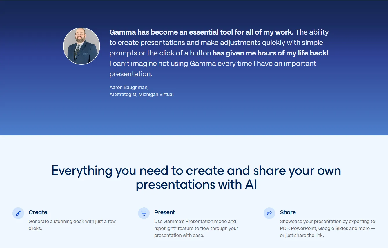 Gamma - Best AI Tools for Webinar and Workshop Scripts - Growbo