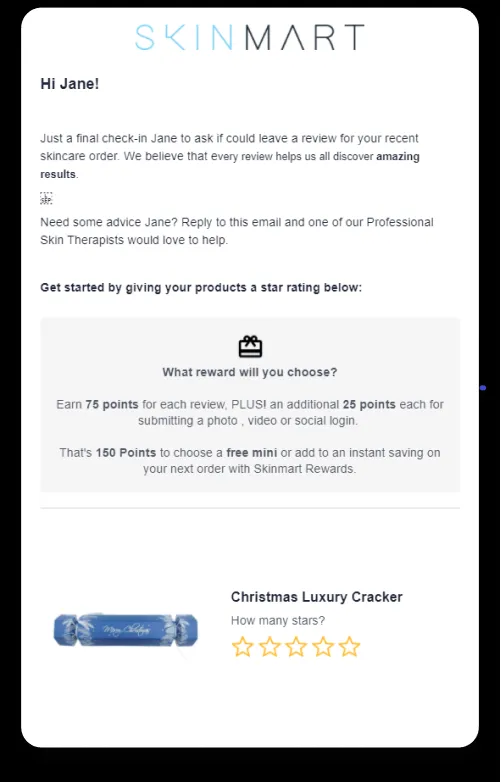 Skin Mart Email User-Generated Coontent - Growbo