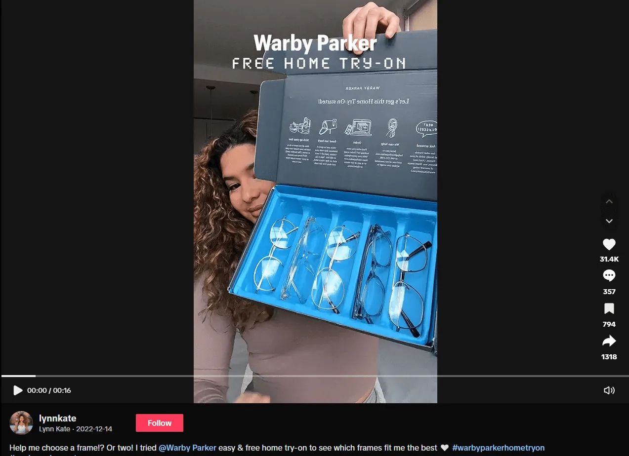 Warby Parker - User-Generated Content - Growbo