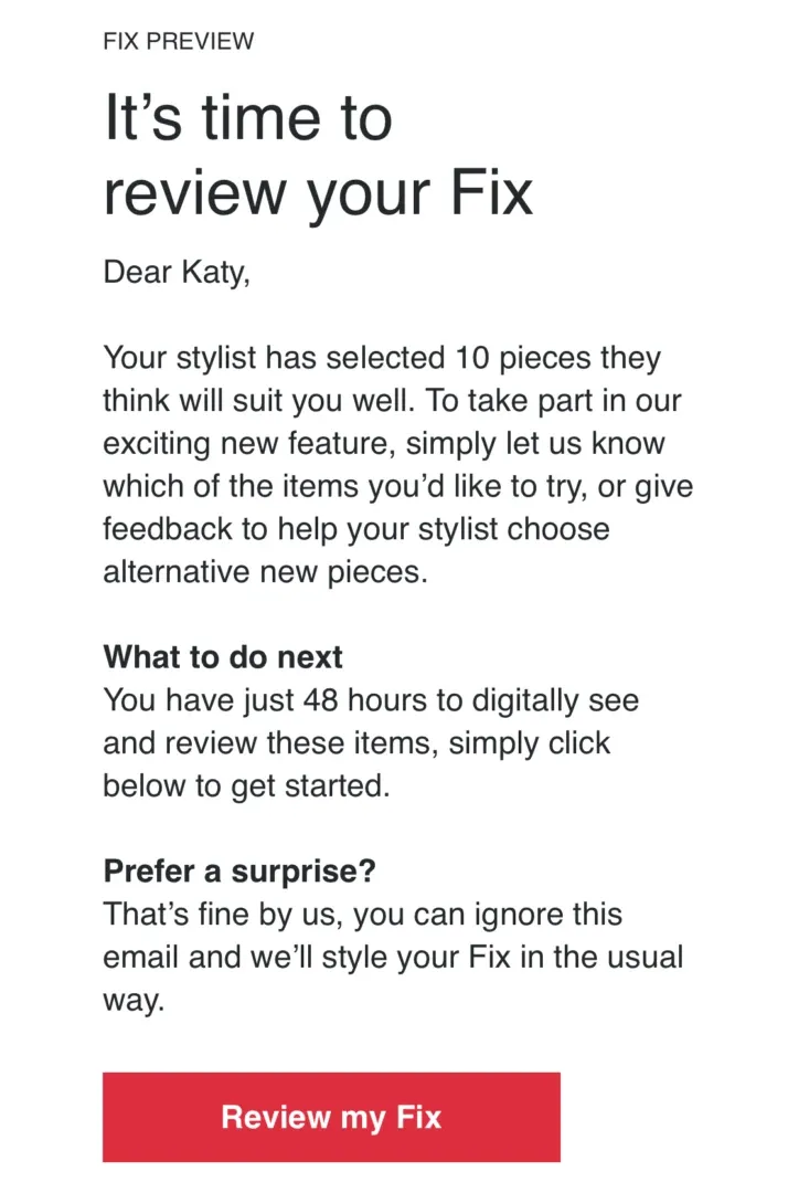 Stitch Fix Customer-Curated Email Newsletter - User-Generated Content - Growbo
