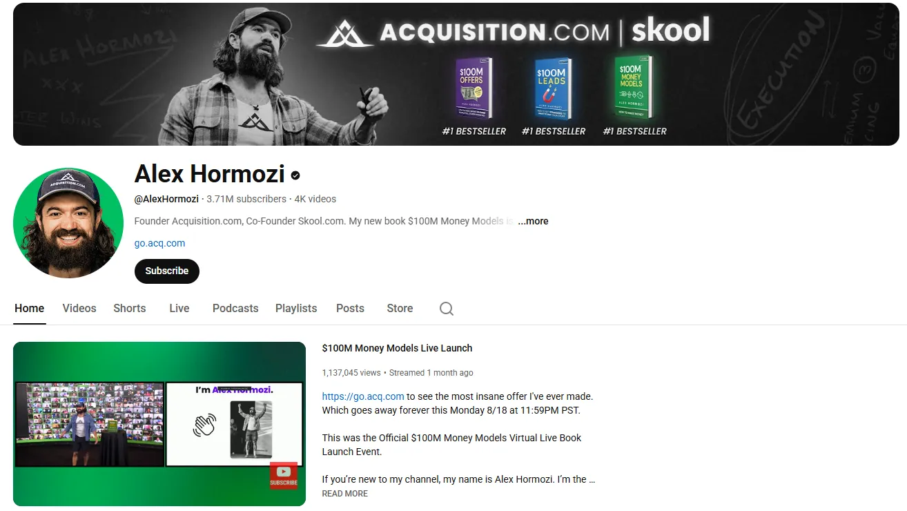 Alex Hormozi Youtube - Growbo