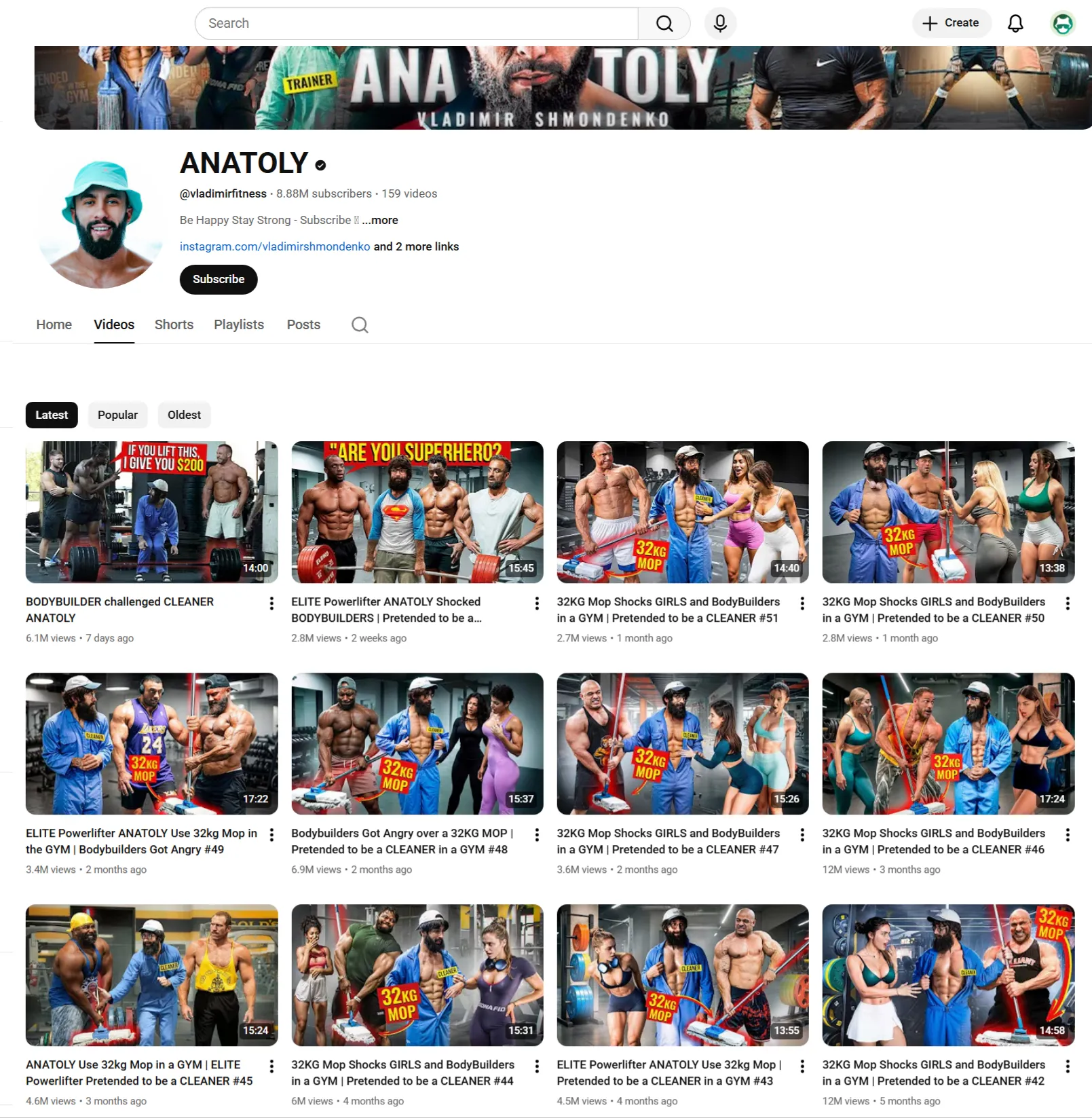 Anatoly's viral videos in Youtube